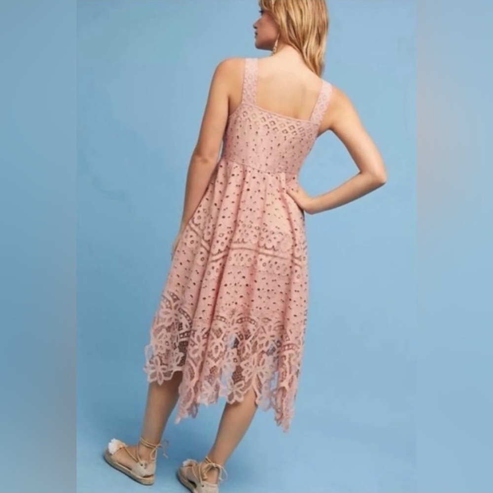 MAEVE for Anthropologie size 10 Azia eyelet lace sleeveless dusty rose dress - Picture 4 of 16